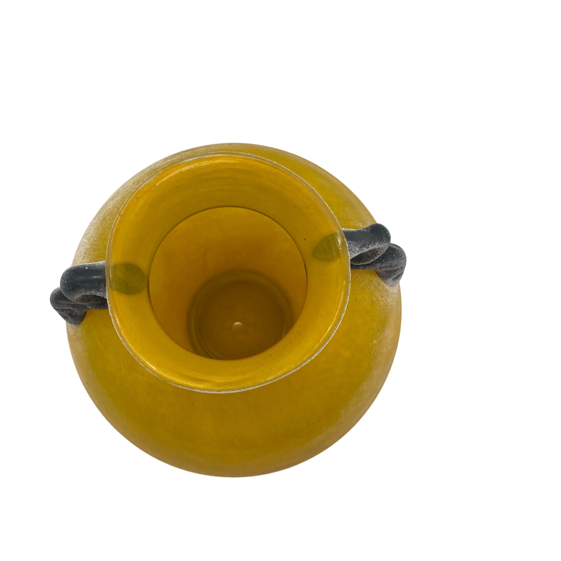 Murano Vase gelb Scravo Satinato 60er 70er Jahre Glas