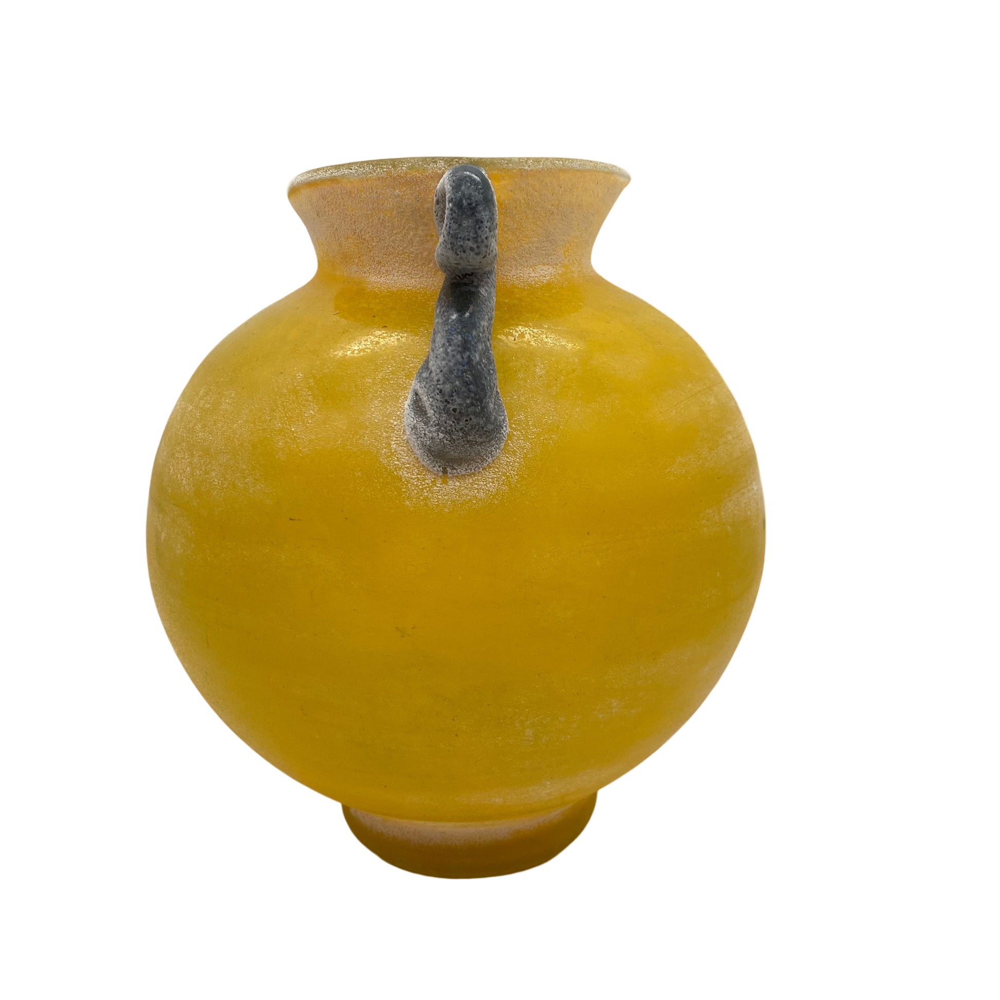 Murano Vase gelb Scravo Satinato 60er 70er Jahre Glas