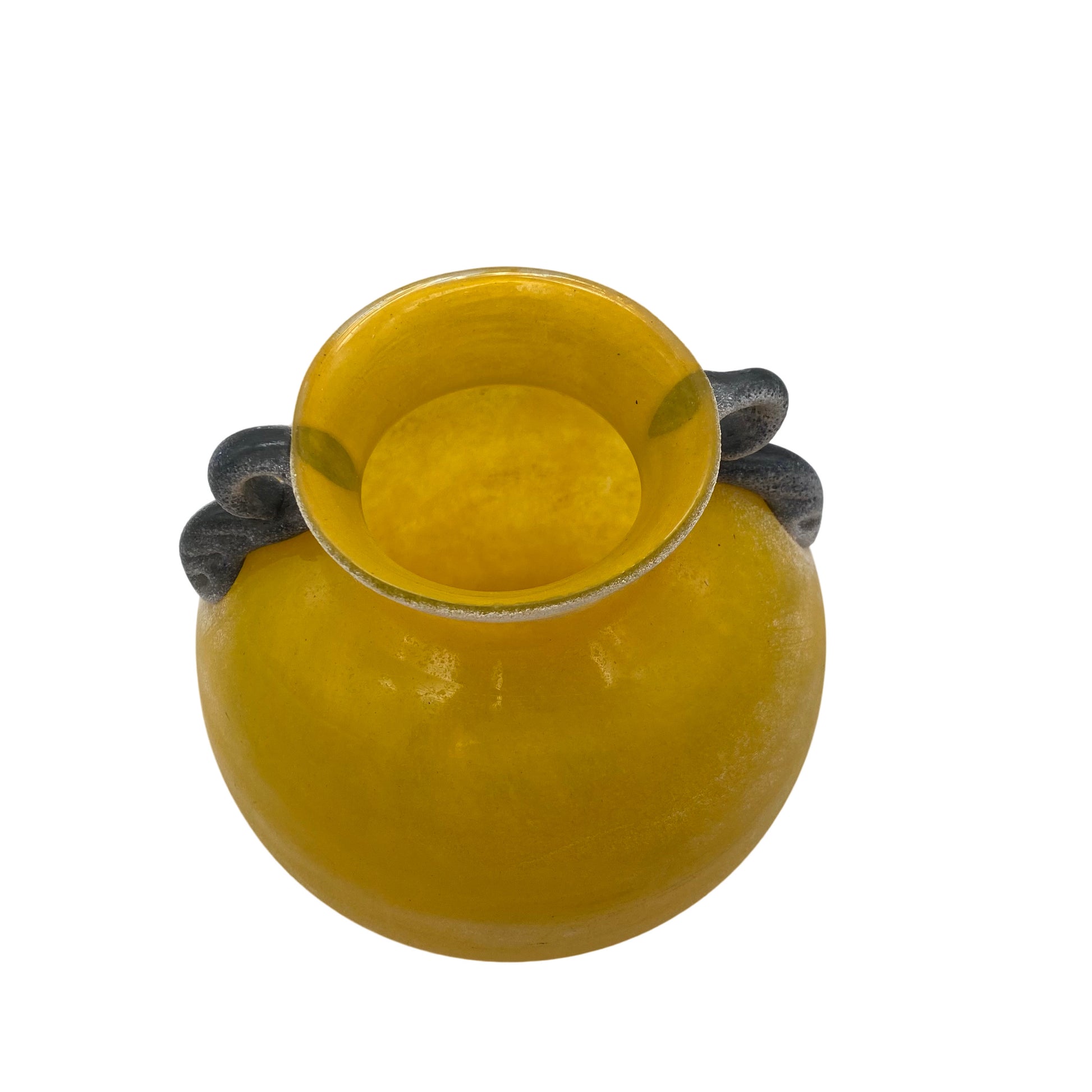 Murano Vase gelb Scravo Satinato 60er 70er Jahre Glas