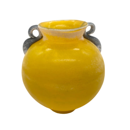 Murano Vase gelb Scravo Satinato 60er 70er Jahre Glas