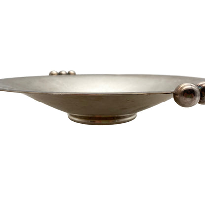 QUIST Schale 50er Jahre versilbert 28 cm Hammerschlag Kugel Griffe