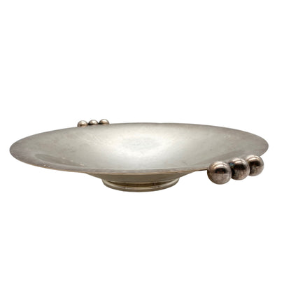 QUIST Schale 50er Jahre versilbert 28 cm Hammerschlag Kugel Griffe