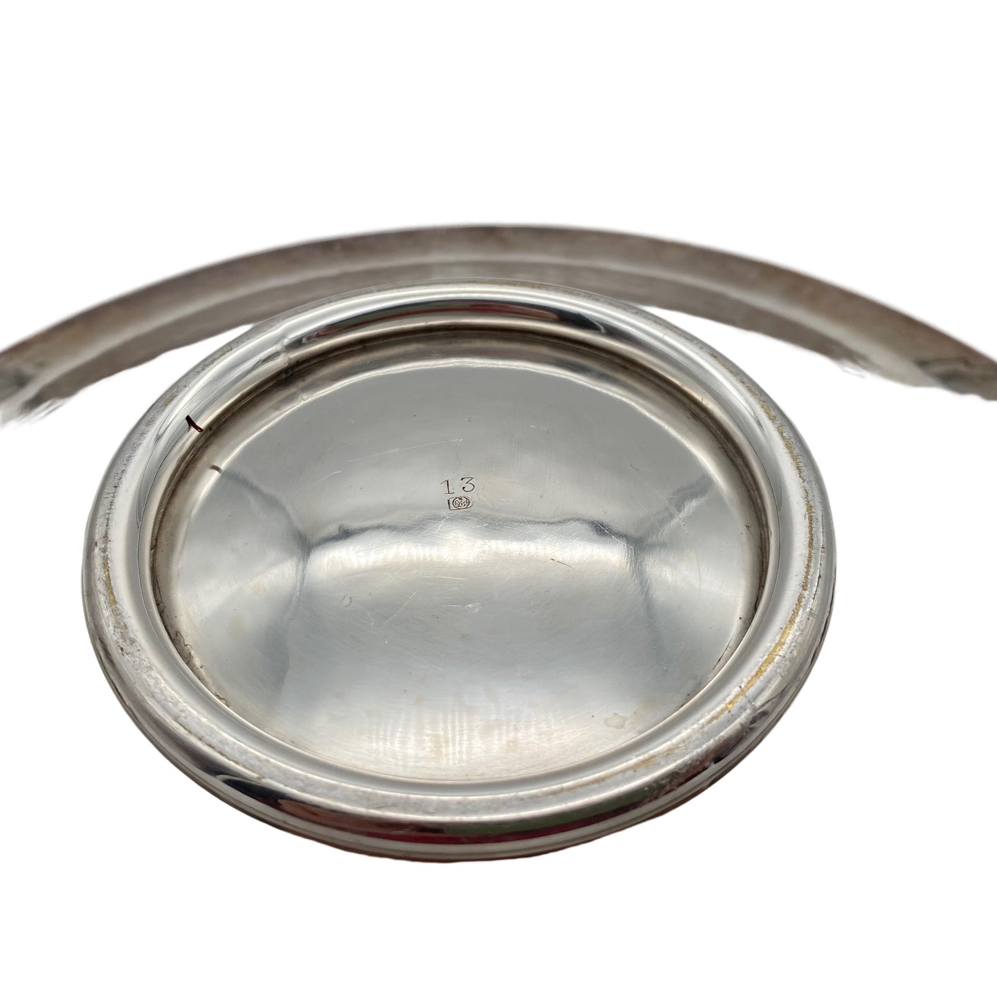 QUIST Schale 50er Jahre versilbert 28 cm Hammerschlag Kugel Griffe