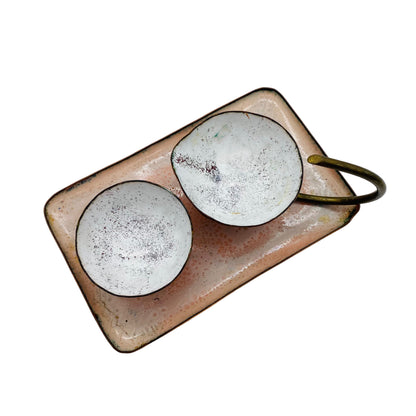 Rahmservice Emaille Zuckerschale Sahnekännchen rosa Kupfer 60er