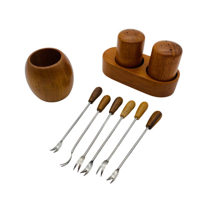 Salz- und Pfefferstreuer Piker Set Holz 50er 60er Mid Century