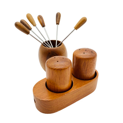 Salz- und Pfefferstreuer Piker Set Holz 50er 60er Mid Century