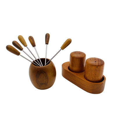 Salz- und Pfefferstreuer Piker Set Holz 50er 60er Mid Century