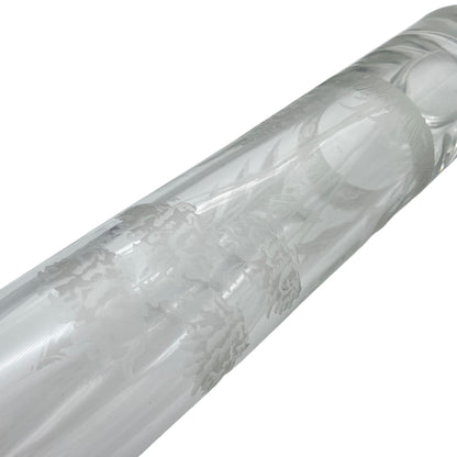 Vase Mid Century Wald Bäume Hirsch Dekor Schliff transparent 60er 70er Glas