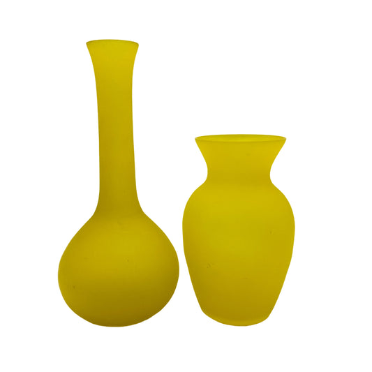 Vasen Glas gelb Vintage 70er 80er Jahre satiniert matt