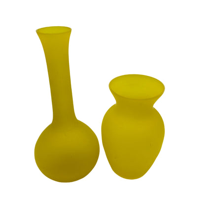 Vasen Glas gelb Vintage 70er 80er Jahre satiniert matt