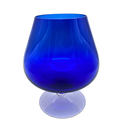Vintage Blumenvase blau Glas 60er 70er Jahre Pokal