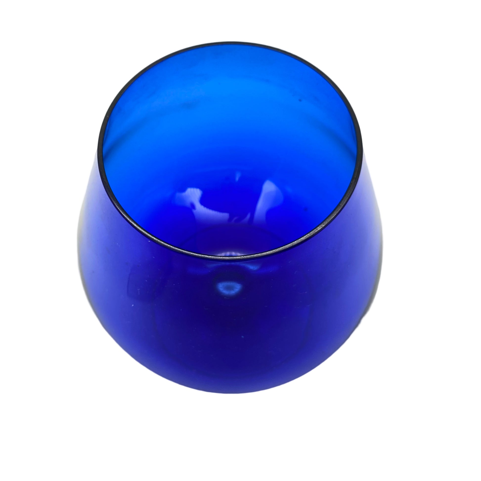 Vintage Blumenvase blau Glas 60er 70er Jahre Pokal