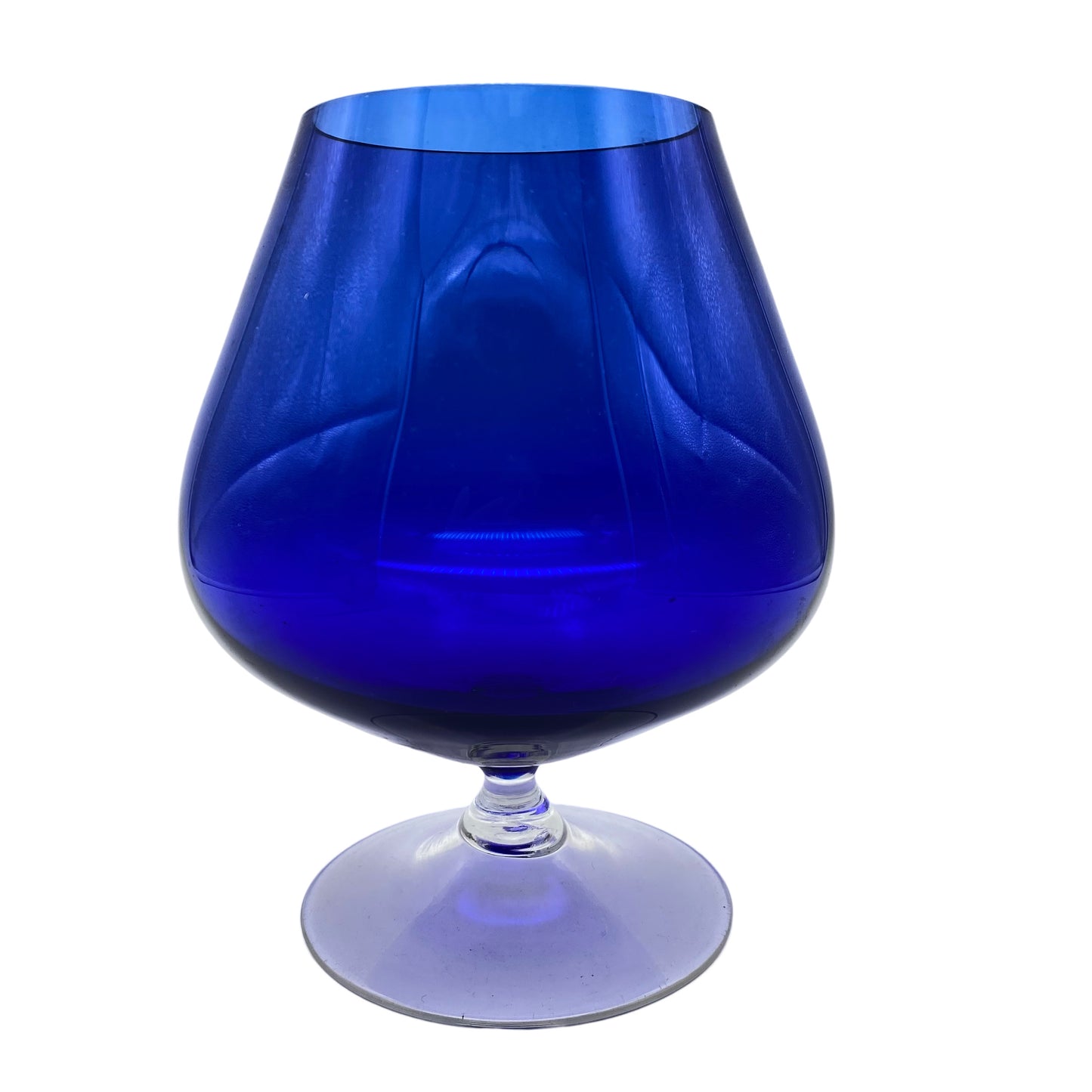 Vintage Blumenvase blau Glas 60er 70er Jahre Pokal
