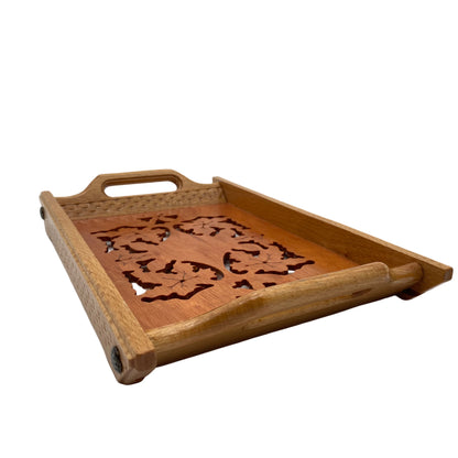Vintage Holz Tablett Weinblätter 70er 80er Jahre