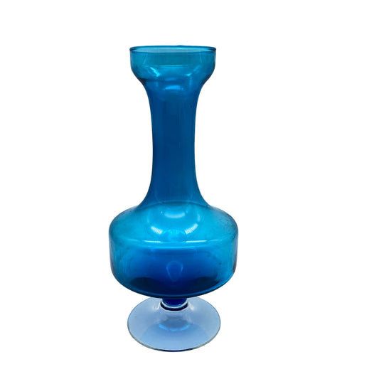 Vintage Vase türkis Glas Fußvase 60er 70er Jahre 