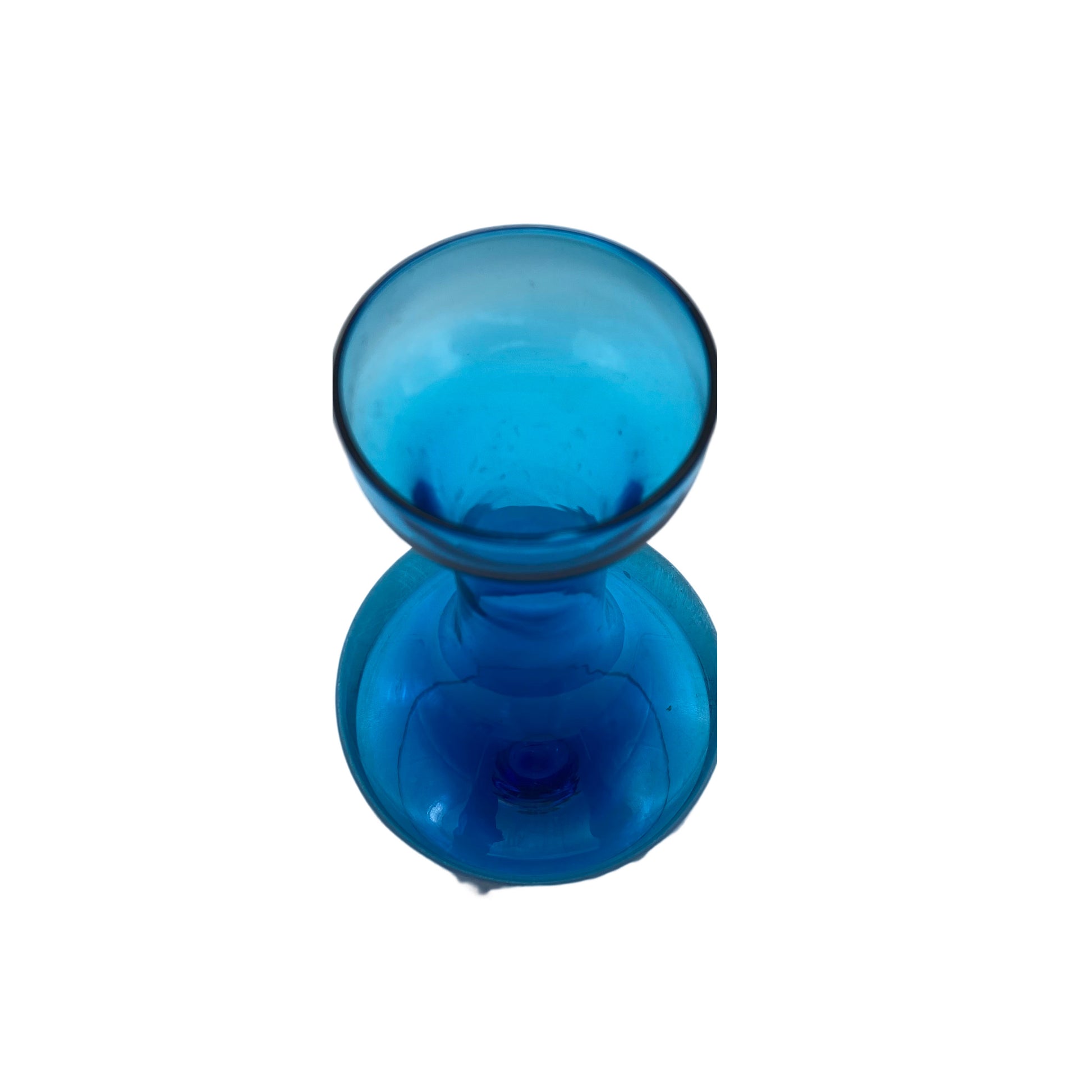 Vintage Vase türkis Glas Fußvase 60er 70er Jahre 