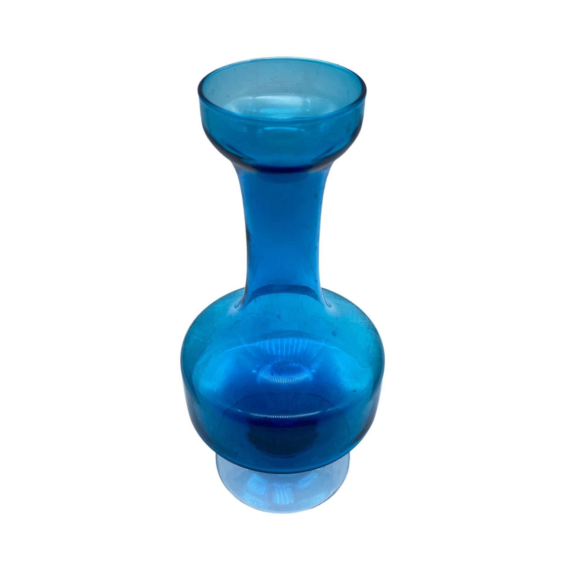 Vintage Vase türkis Glas Fußvase 60er 70er Jahre 