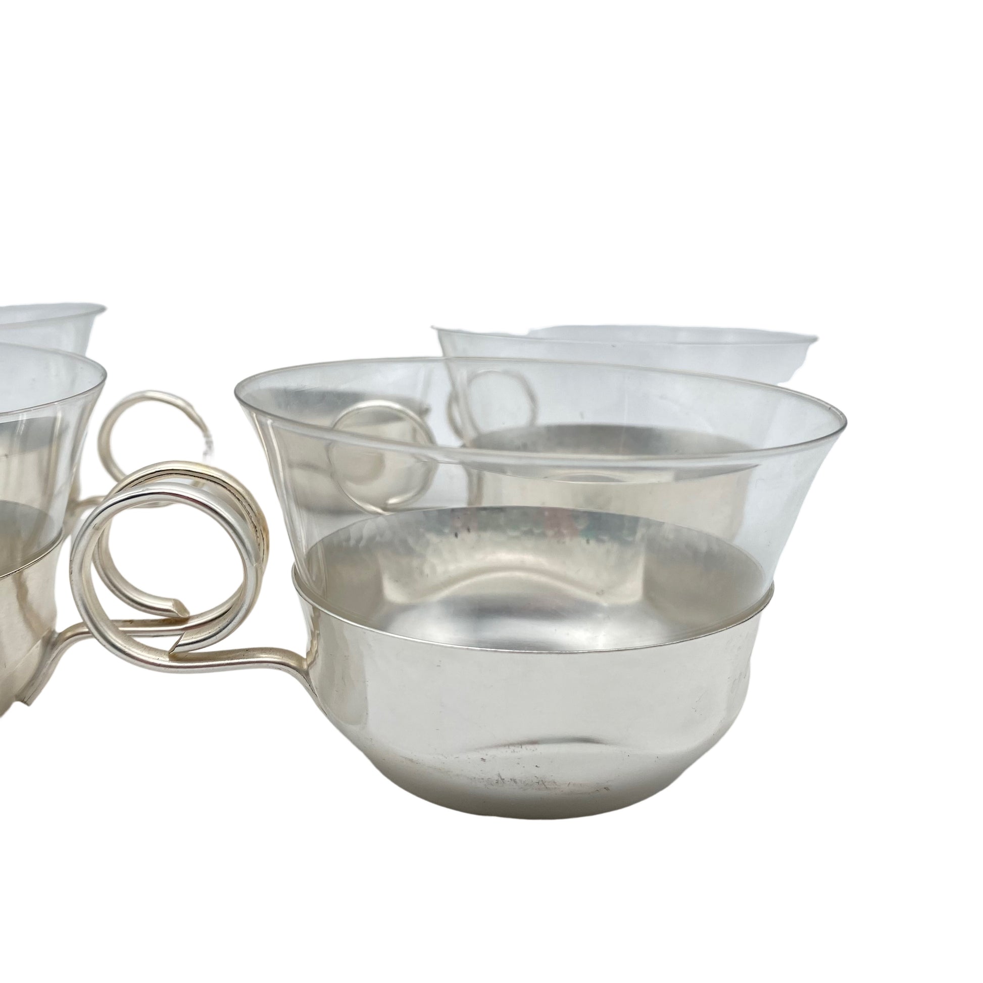 WMF Teetassen 5er Set versilbert 50er 60er Jahre Glas